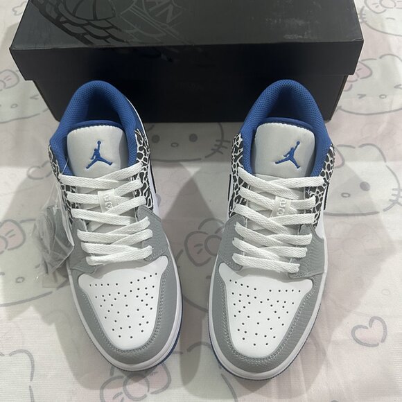Nike Air Jordan 1 Low Blue And White Low-Top Sneakers - Picture 6 of 6